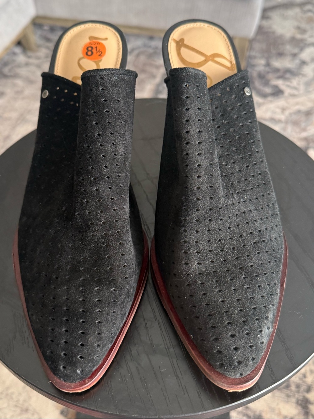 Sam Edelman Bates Suede Black Slip-On Mules